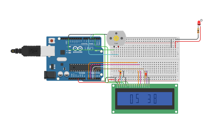 Automatic coffee maker circuit with Arduino in Tinkercad