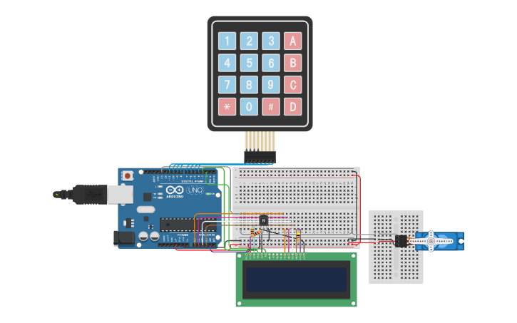 Arduino digital door lock with password registration in Tinkercad