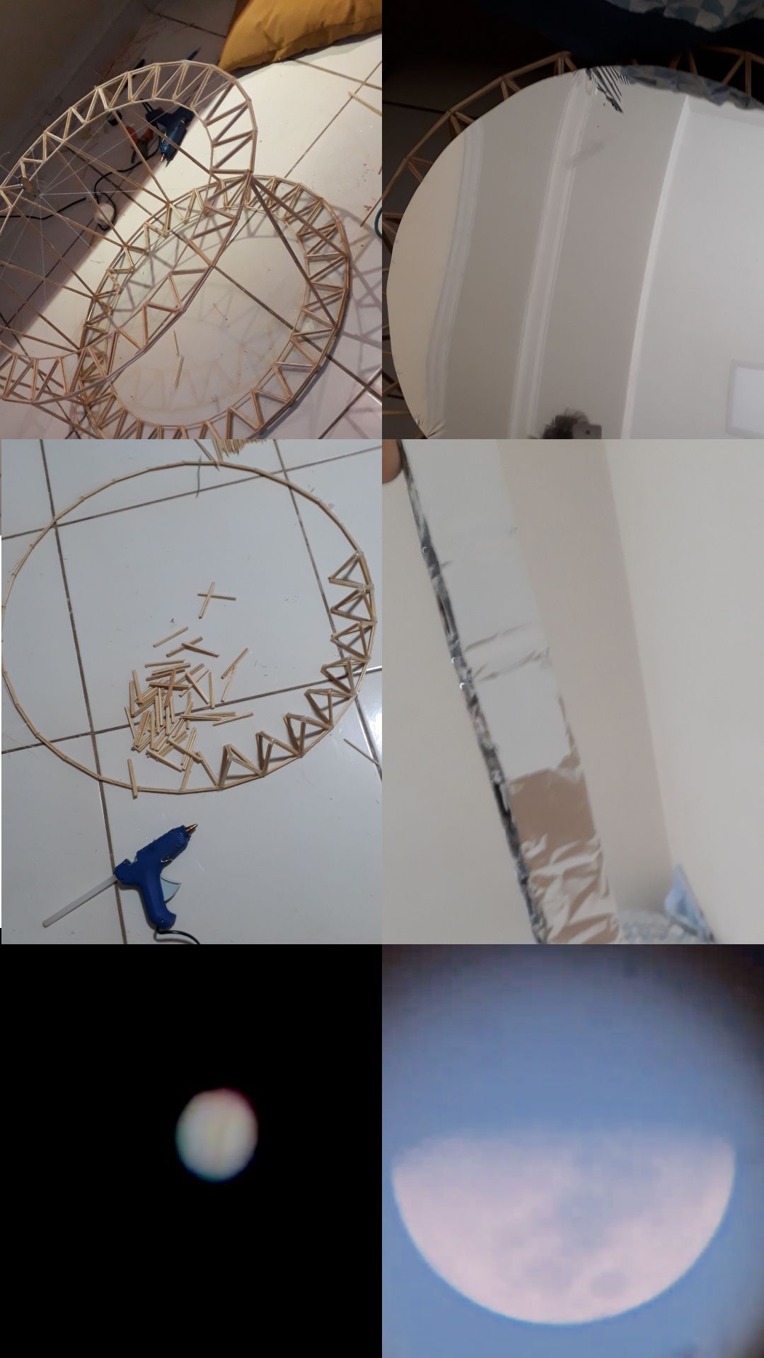 Homemade Newtonian reflector telescope with an aluminum foil mirror