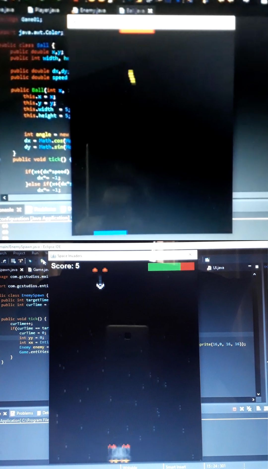 Pong and Space Invaders game replicas coded in Java