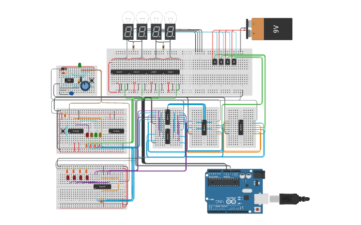 Turing machine circuit built in Tinkercad